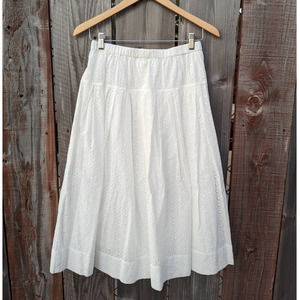 Alex Mill - June Pull On Midi Skirt in White Eyelet, Women's Size M
